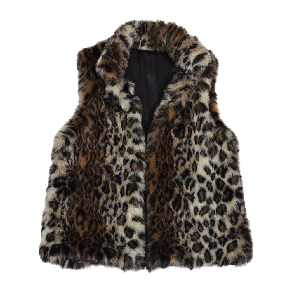 Leopard Print Faux Fur Women's Vest
